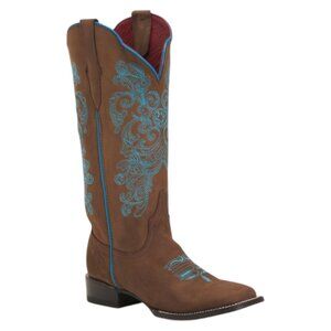 FERRINI Made In Mexico Leather Ella Square Toe Cowboy Boots